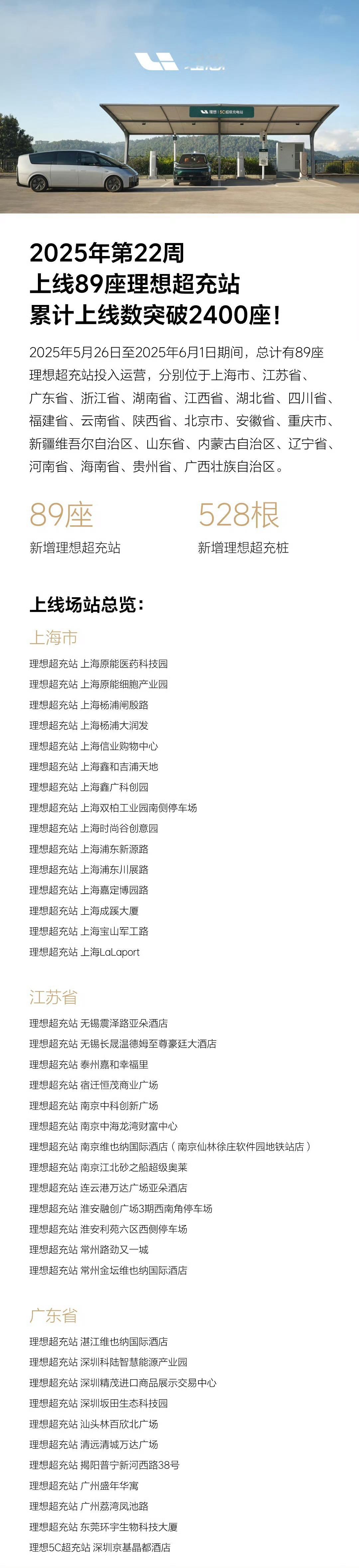 理想2400座超充站超越特斯拉没想到理想搞起充电桩这么猛，在四川我只见过两个品牌