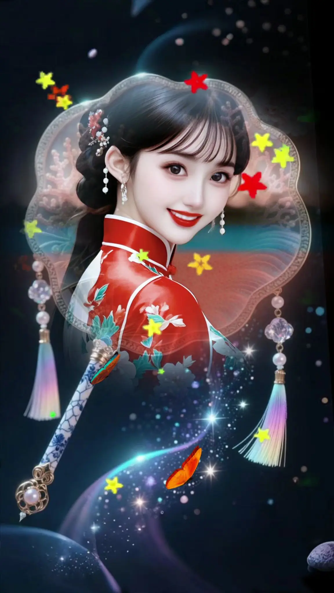 团扇轻摇，美人巧笑，一颦一笑皆是诗意，一眼万年不过如此。