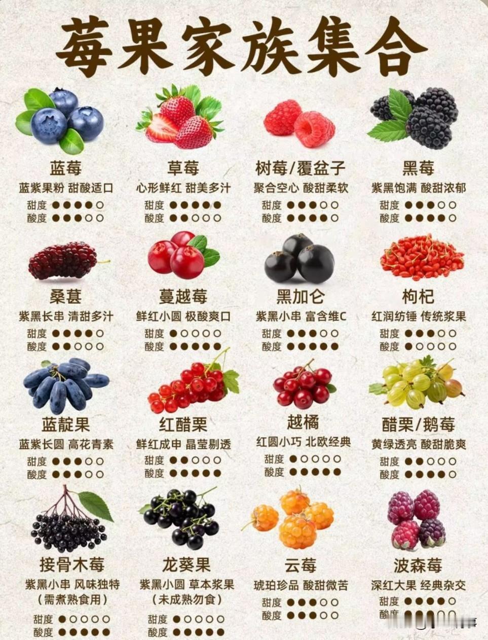 一张图看懂生活中的各种“莓果”
这些“莓果”的颜值很高、个头小巧，而且名字都带莓