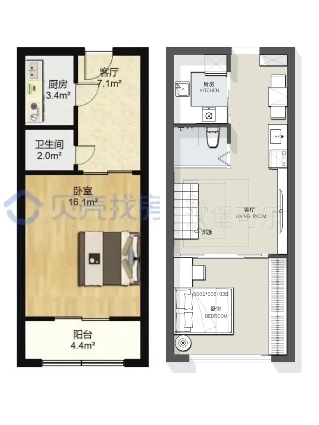 户型改造/33㎡小户型一居室平面方案