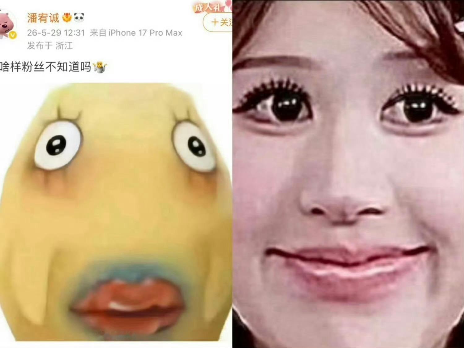 潘宥诚长啥样粉丝不知道吗鲁斯cos的很成功 完全一模一样😂 