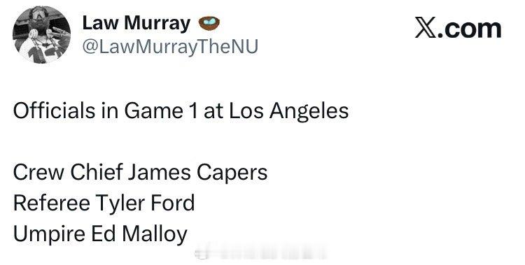 今天的三位裁判火箭vs湖人休斯顿火箭杜兰特缺席湖火季后赛g1