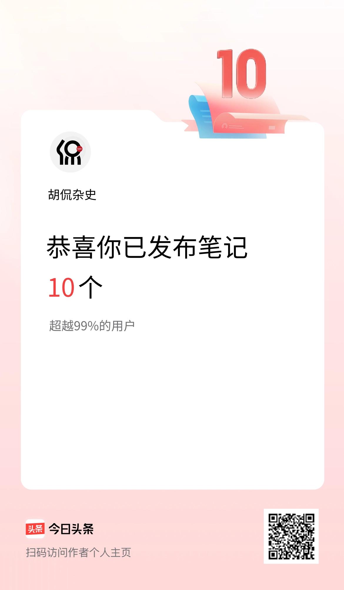我在头条累计投稿笔记10个