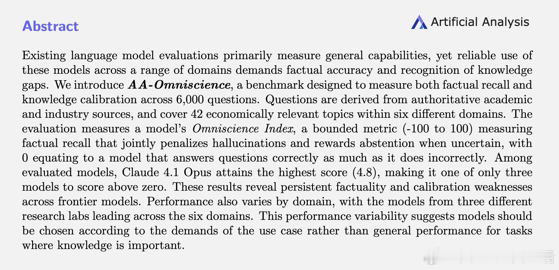 [CL]《AA-Omniscience: Evaluating Cross-Do