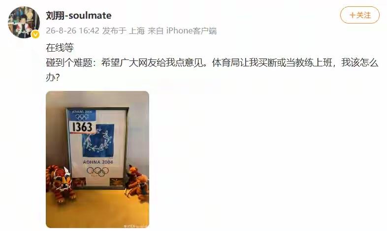 有媒体说刘翔应该少一些抱怨，主动解决问题，我就想说，早干嘛了去了，当初需要解决的