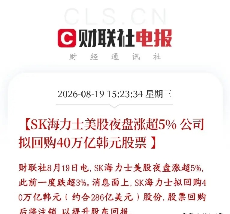 重磅催化落地！SK海力士巨额回购，A股科技股有望迎来缓和反弹SK海力士抛出40万