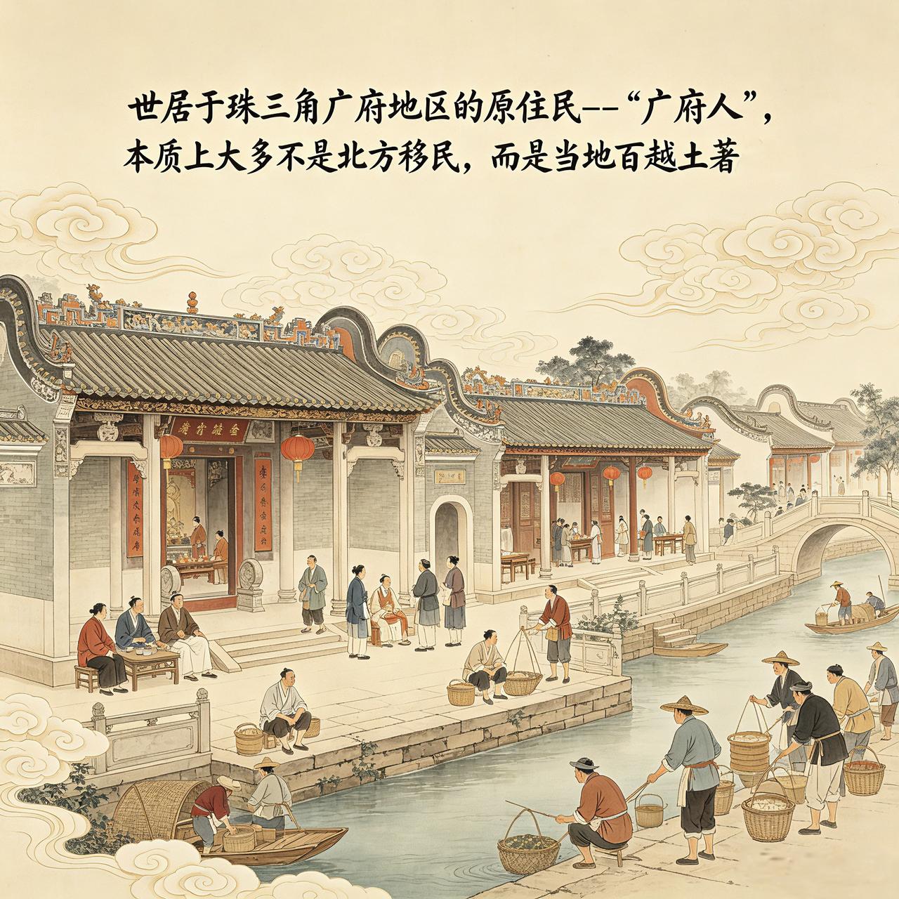 世居于珠三角广府地区的原住民--“广府人”，本质上是当地百越土著人后裔。所以，大