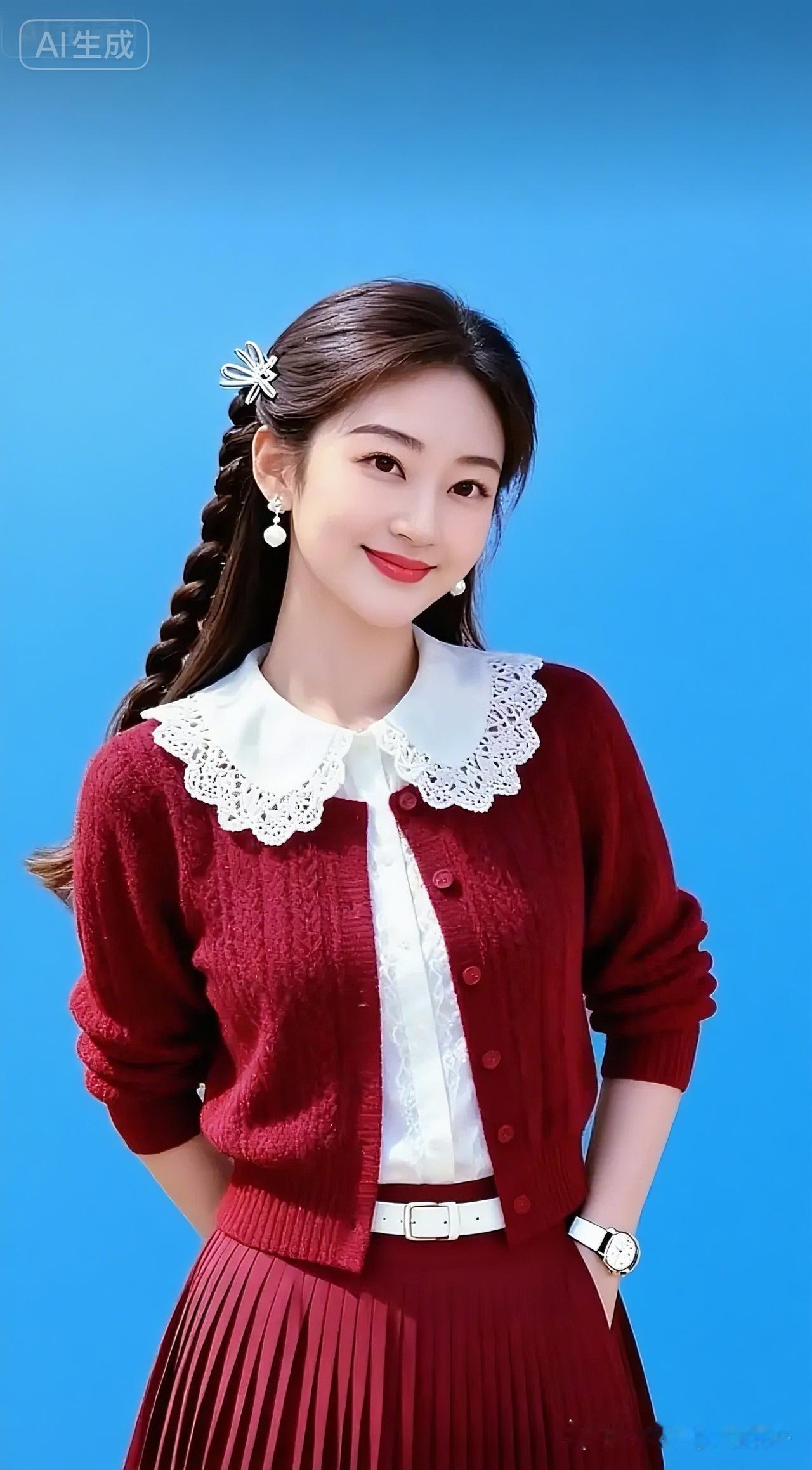 复古少女风穿搭，红白撞色甜美动人！