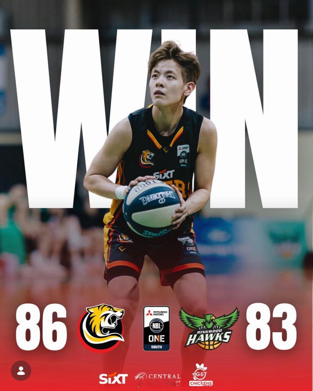 刚结束的一场NBL1常规赛，墨尔本老虎女篮以86比83获胜，杨舒予首秀贡献31分