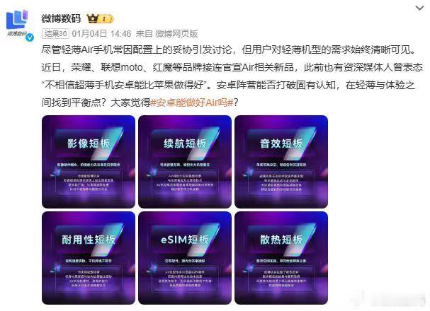 荣耀高管再度回应Air手机争议荣耀方飞回应王自如相关话题，重申Air系列打造决心