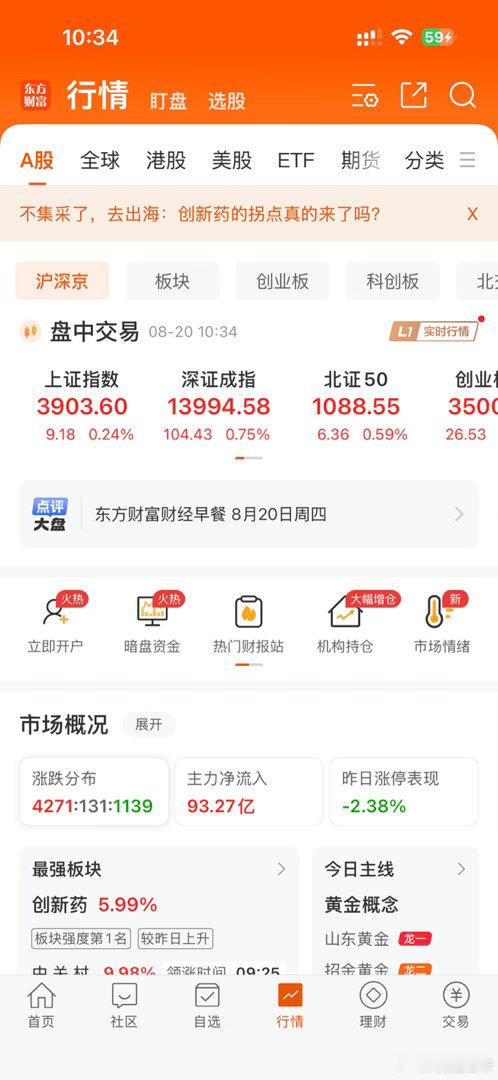 提前说下我的判断：今天高开，大概率会走出高开低走的行情。现阶段市场增量资金不足，