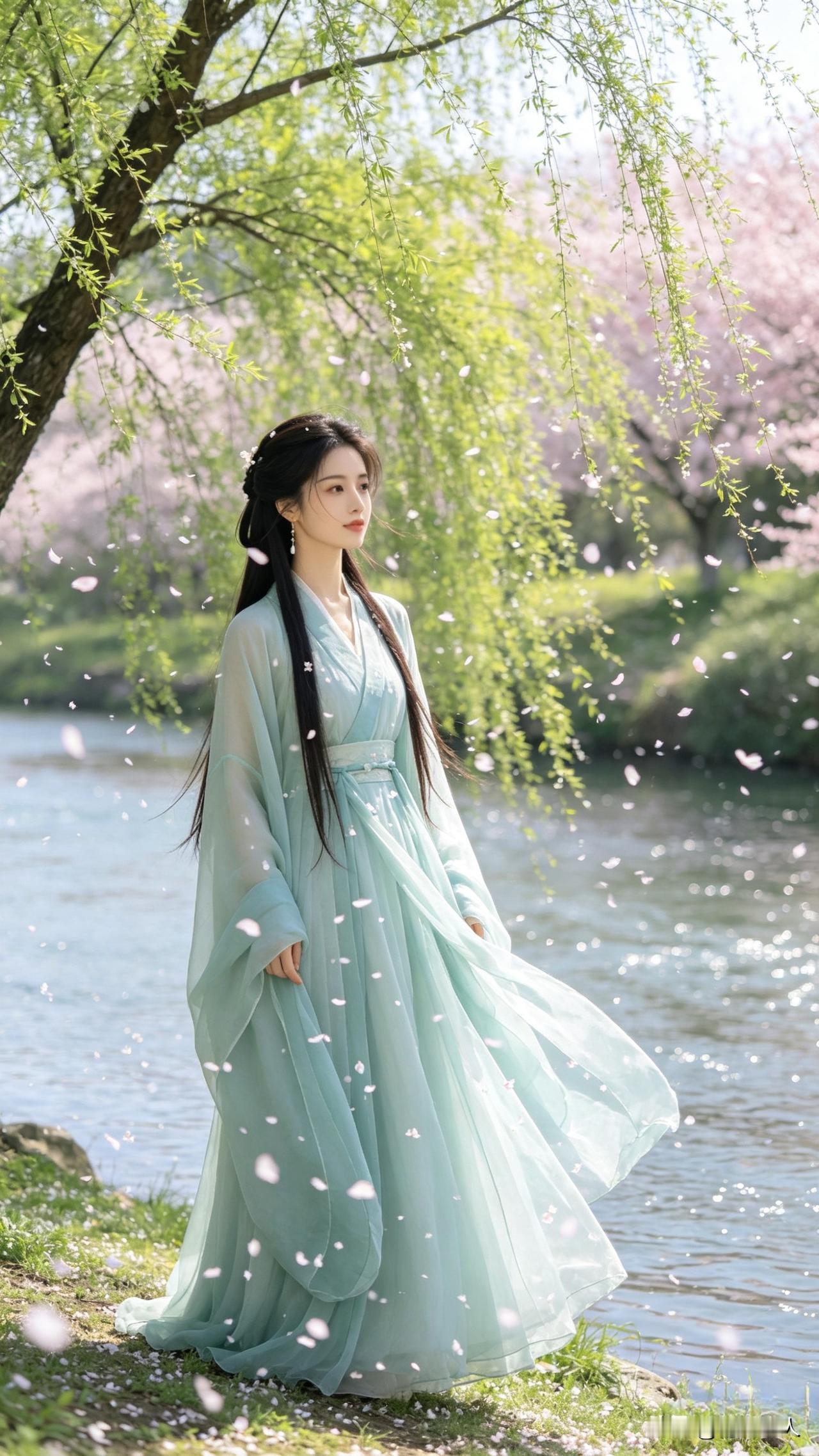 今天出门逛了逛，河边的柳树刚抽了芽，春风一吹，整个人都软乎乎的。
忽然就冒出这么