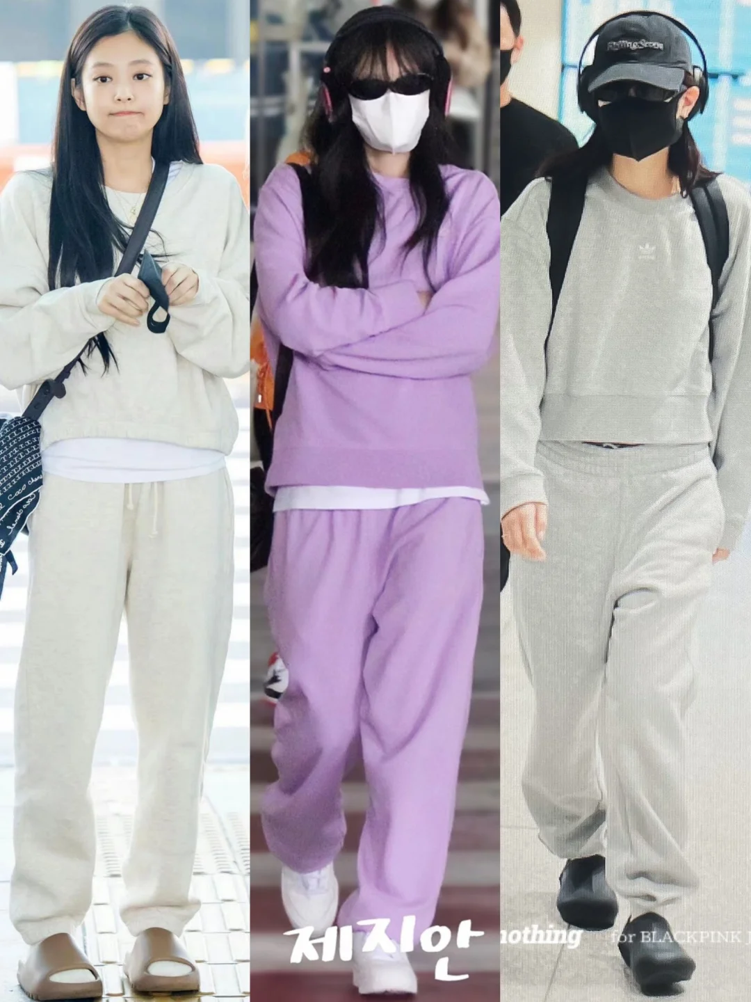 Jennie也是穿了不少卫衣套装！