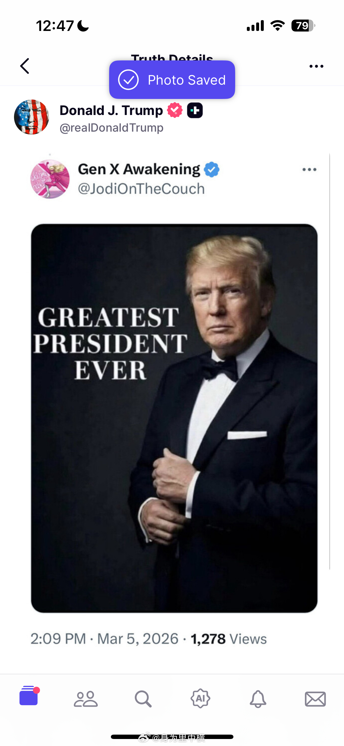 特朗普转发美国中央情报局分析员赞美自己的图 