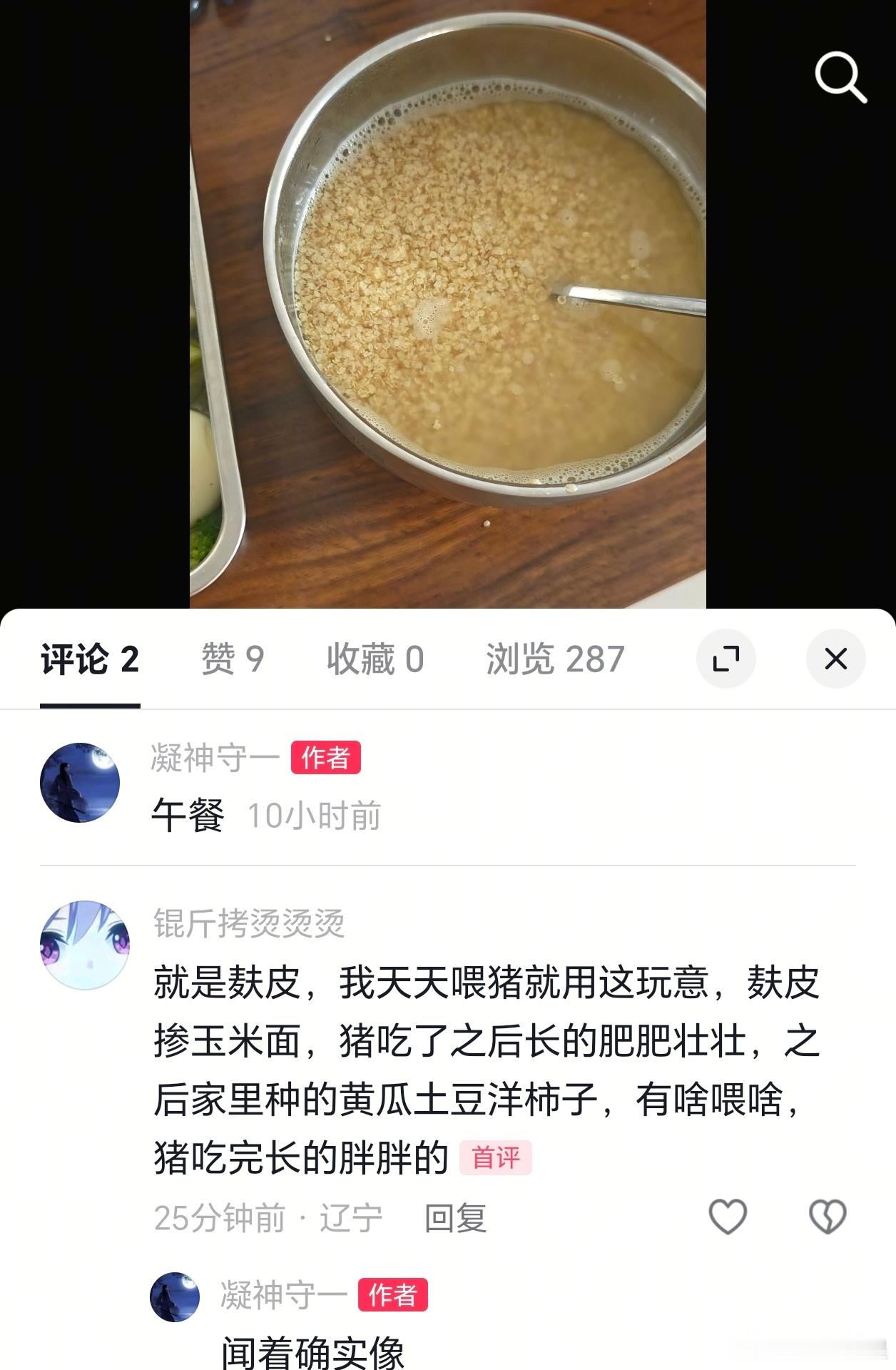 实锤了，我中午喝的那个小麦胚芽泡的粥，实际上就是他们喂猪的麸皮，一个味儿…… 