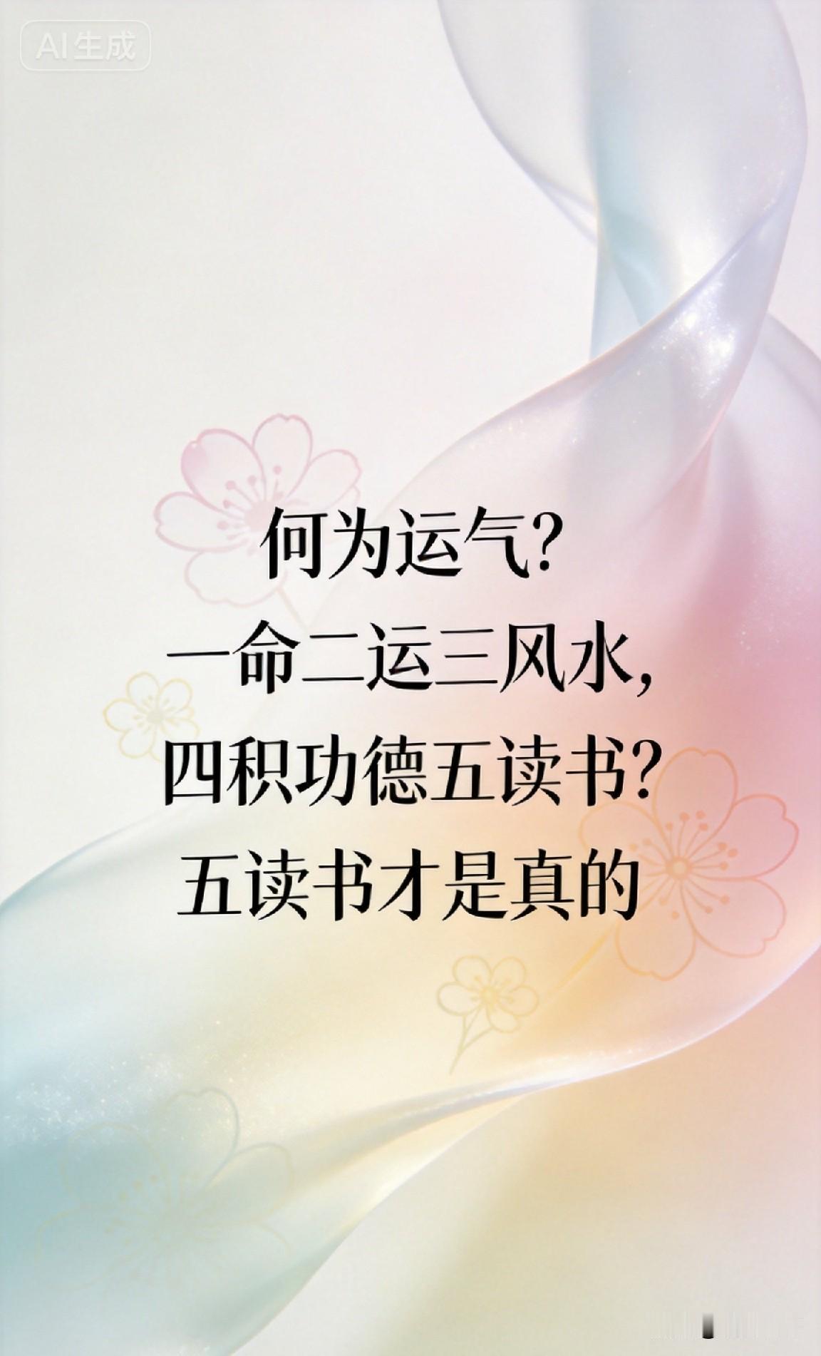 何为运气？一命二运三风水，四积功德五读书？五读书才是真的。

《了凡四训》有言：