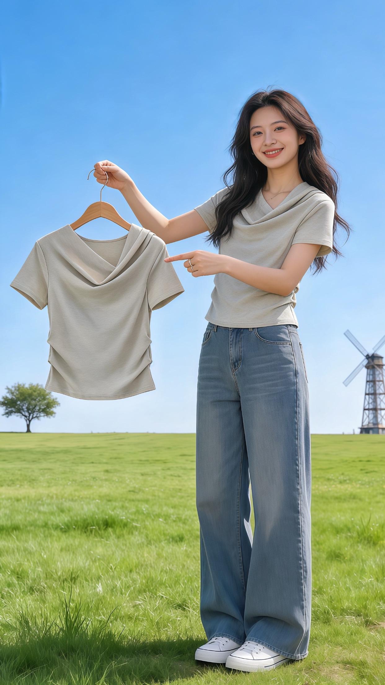 高级感穿搭 短袖t恤 梨形身材穿搭 大码女装 显瘦穿搭