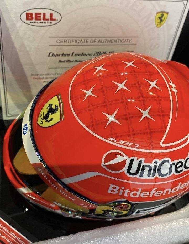 F1[超话]2026f1意大利大奖赛  勒克莱尔将在蒙扎使用特别版头盔，头盔上方