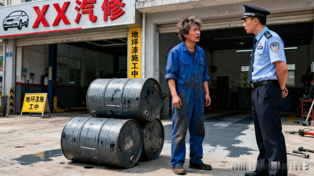 彭先生最近遇到了闹心事！做生意不容易，他的汽修店做地坪漆时，把三个空机油桶放在门