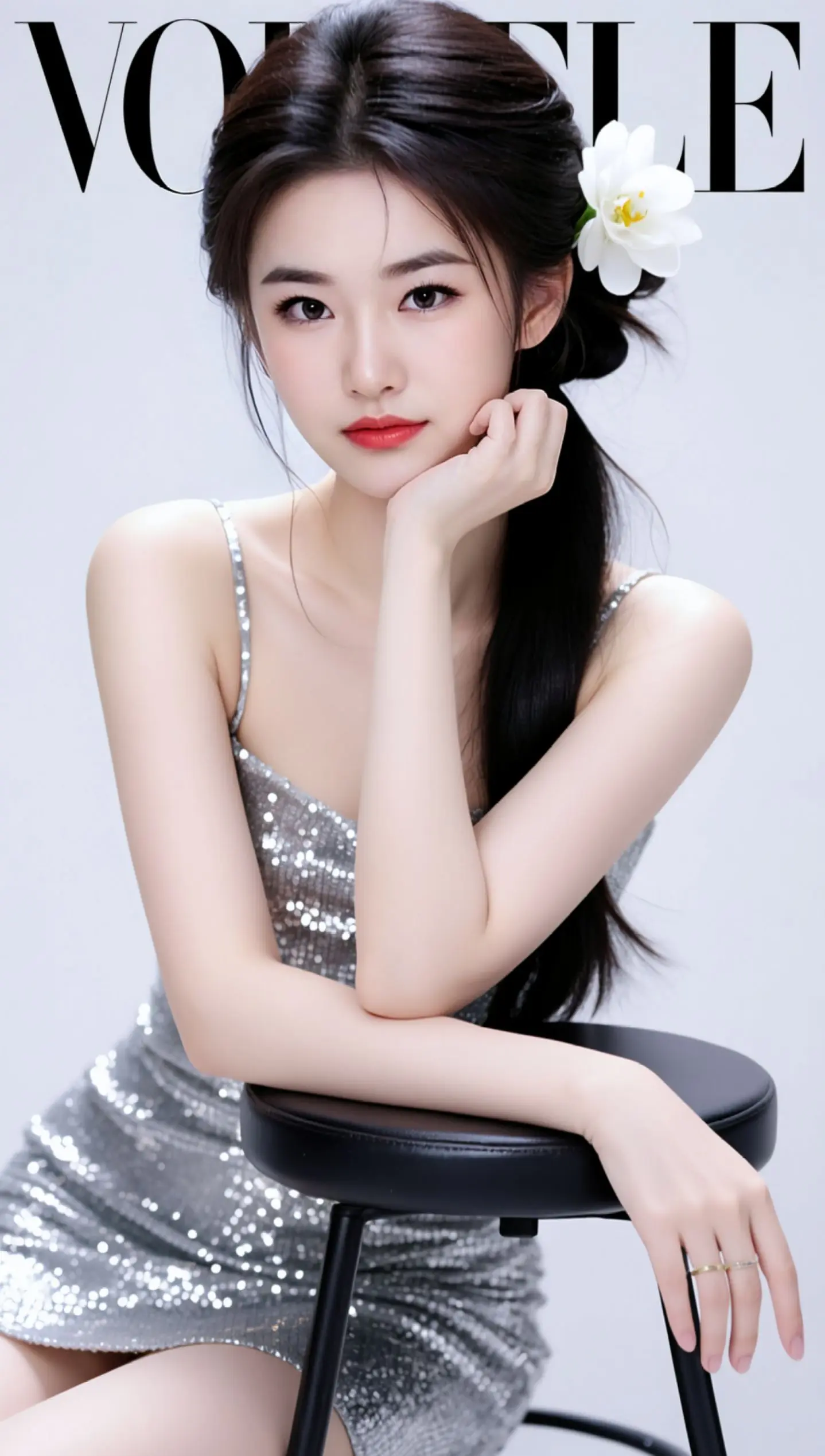 AI银裙花卉写真 ai创作