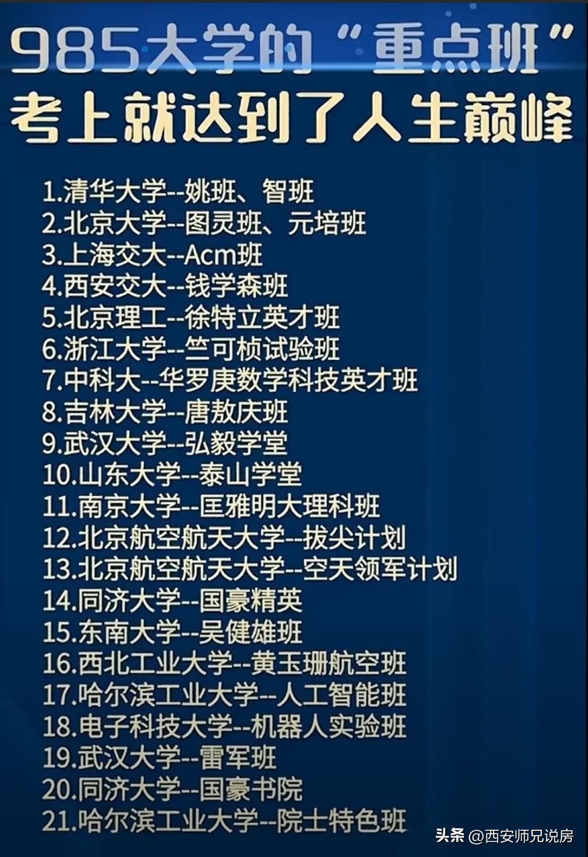 据说考上985年大学这些重点班，前途一片光明！