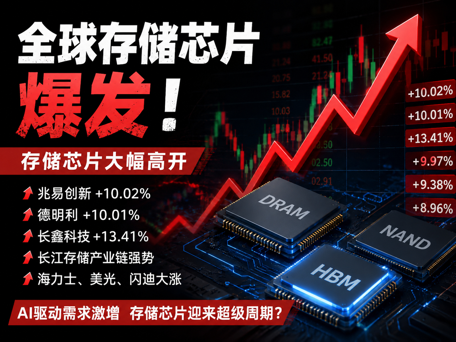全球存储芯片爆发存储板块爆了？只是回暖…多次回暖才是反包。从HBM，到DRAM，