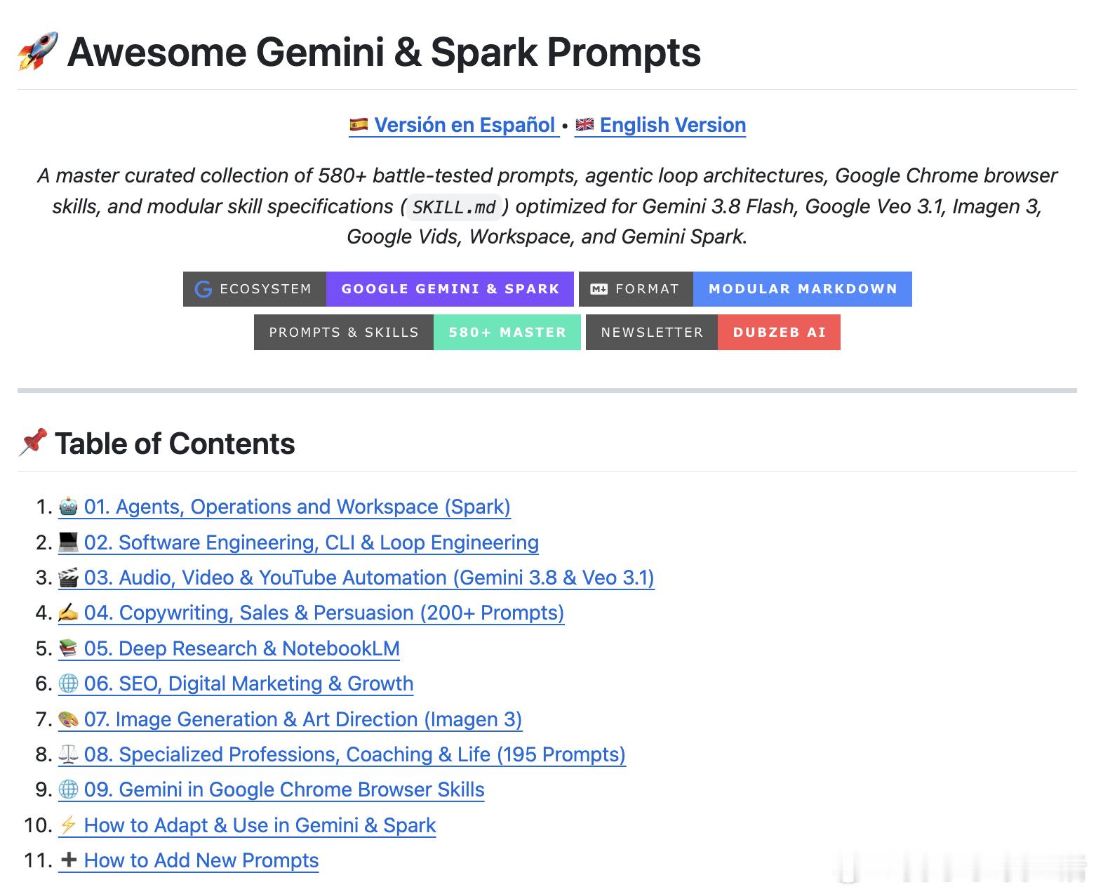 一个超实用的仓库：Awesome Gemini & Spark Prompts（