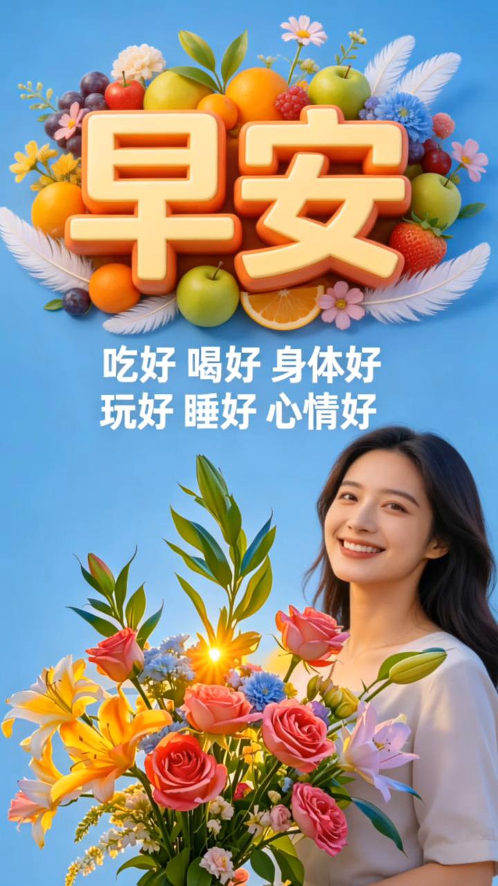 早安。
吃好喝好身体好，玩好睡好心情好。早安。