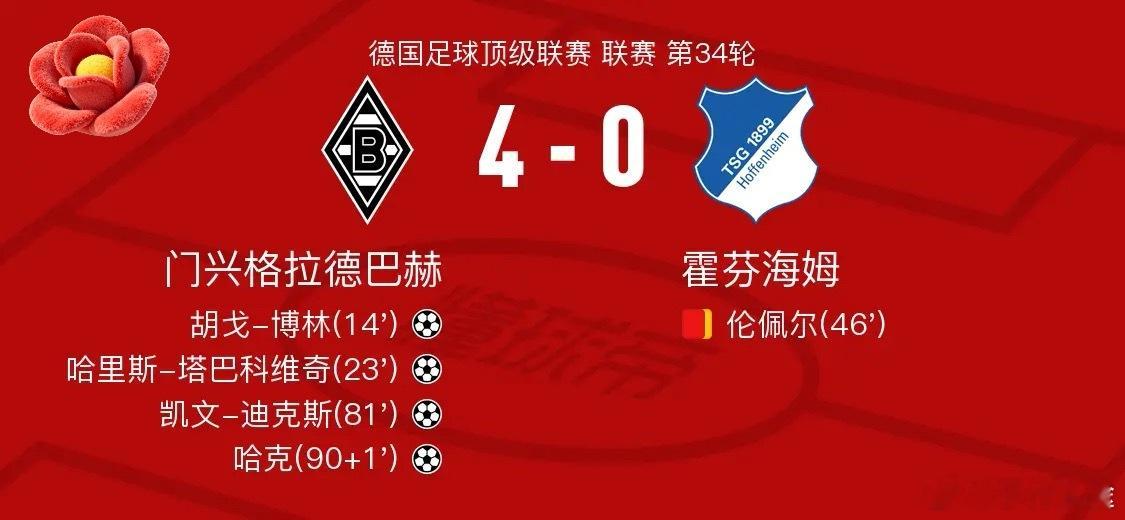 足球 北京时间5月16日德国足球顶级联赛 联赛 第34轮，门兴格拉德巴赫主场对阵