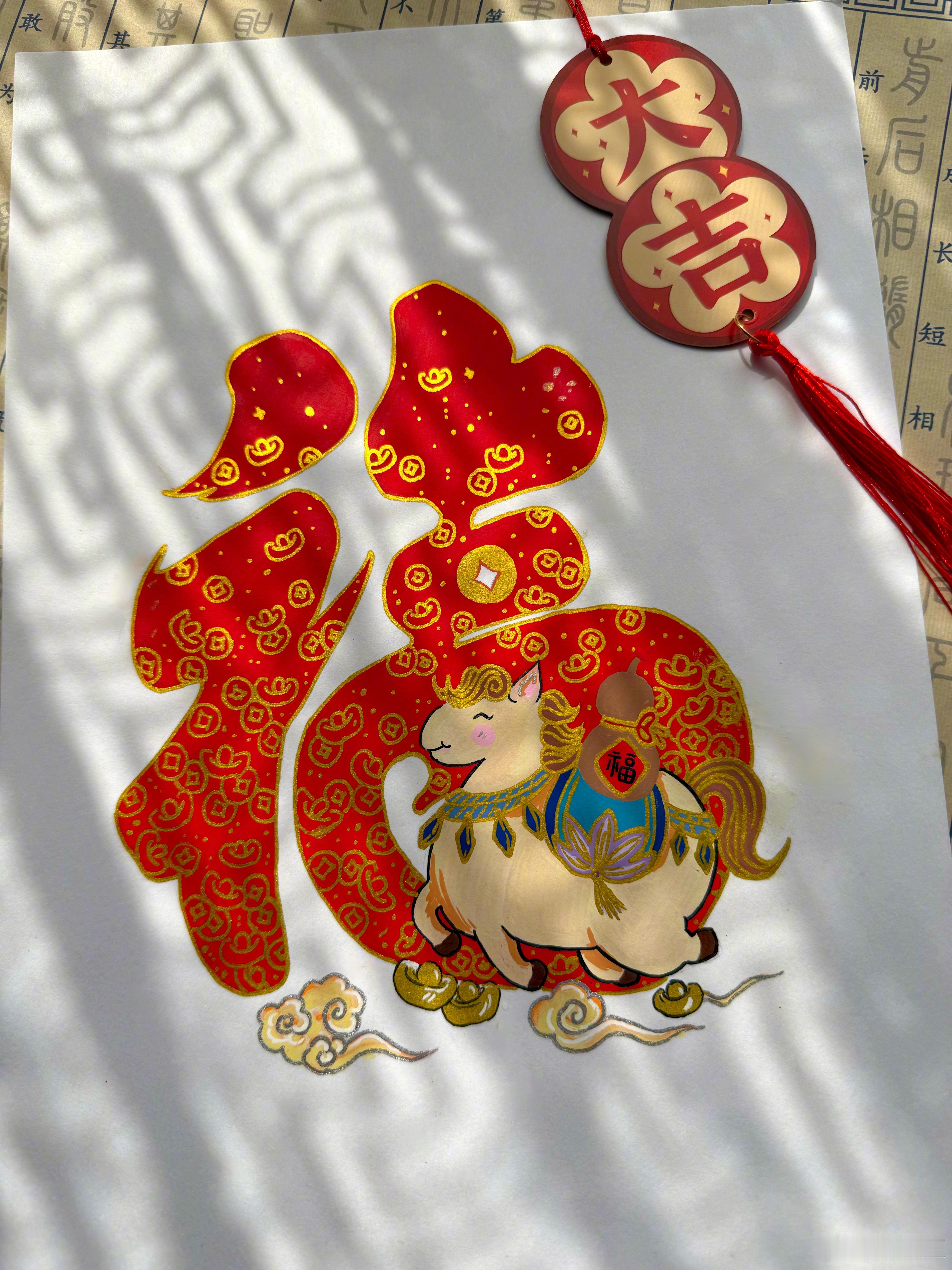 明天就是除夕了，祝大家在新的一年里：事好，人顺，平安，健康最近也学了画丙烯马克笔