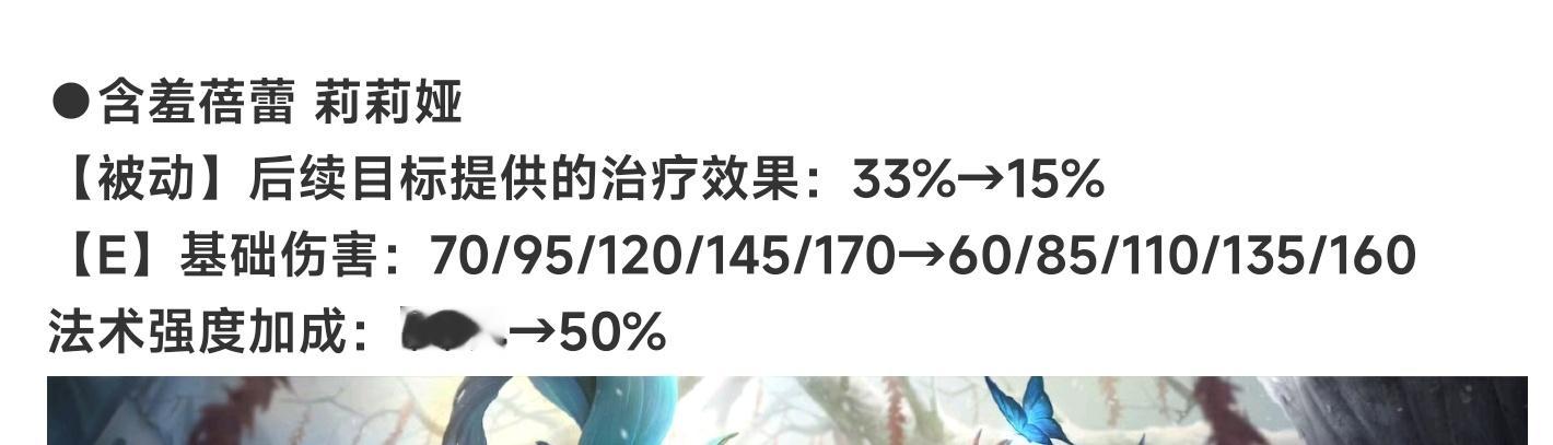 7月12日测试服改动（14.14版本，7月18日上线正式服）●含羞蓓蕾 莉莉娅之
