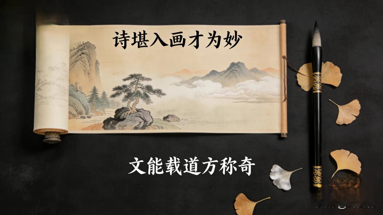 上联：诗堪入画才为妙；
下联：文能载道方称奇。