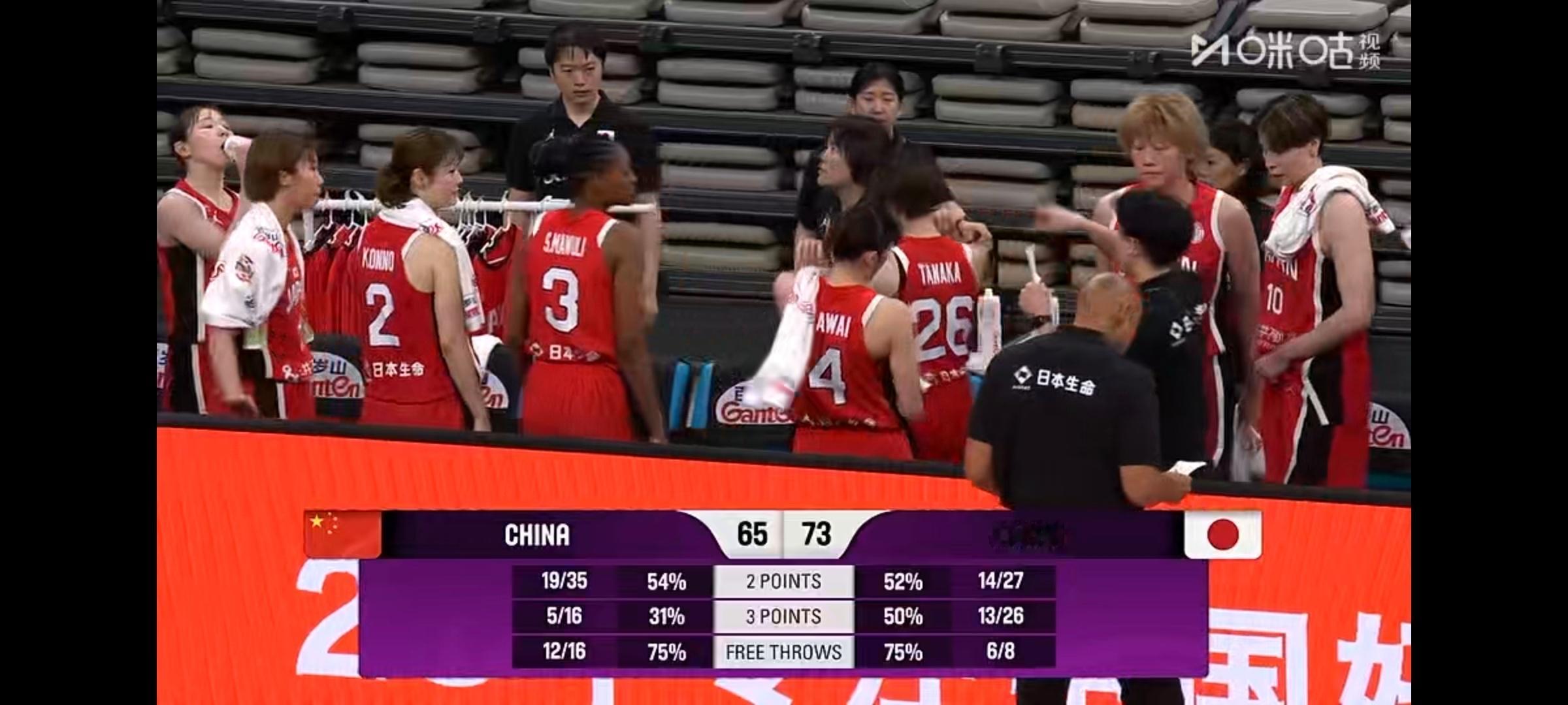 中国女篮vs日本女篮 第三节输10分，日本这个田中心这么厉害？全队3分50%命中