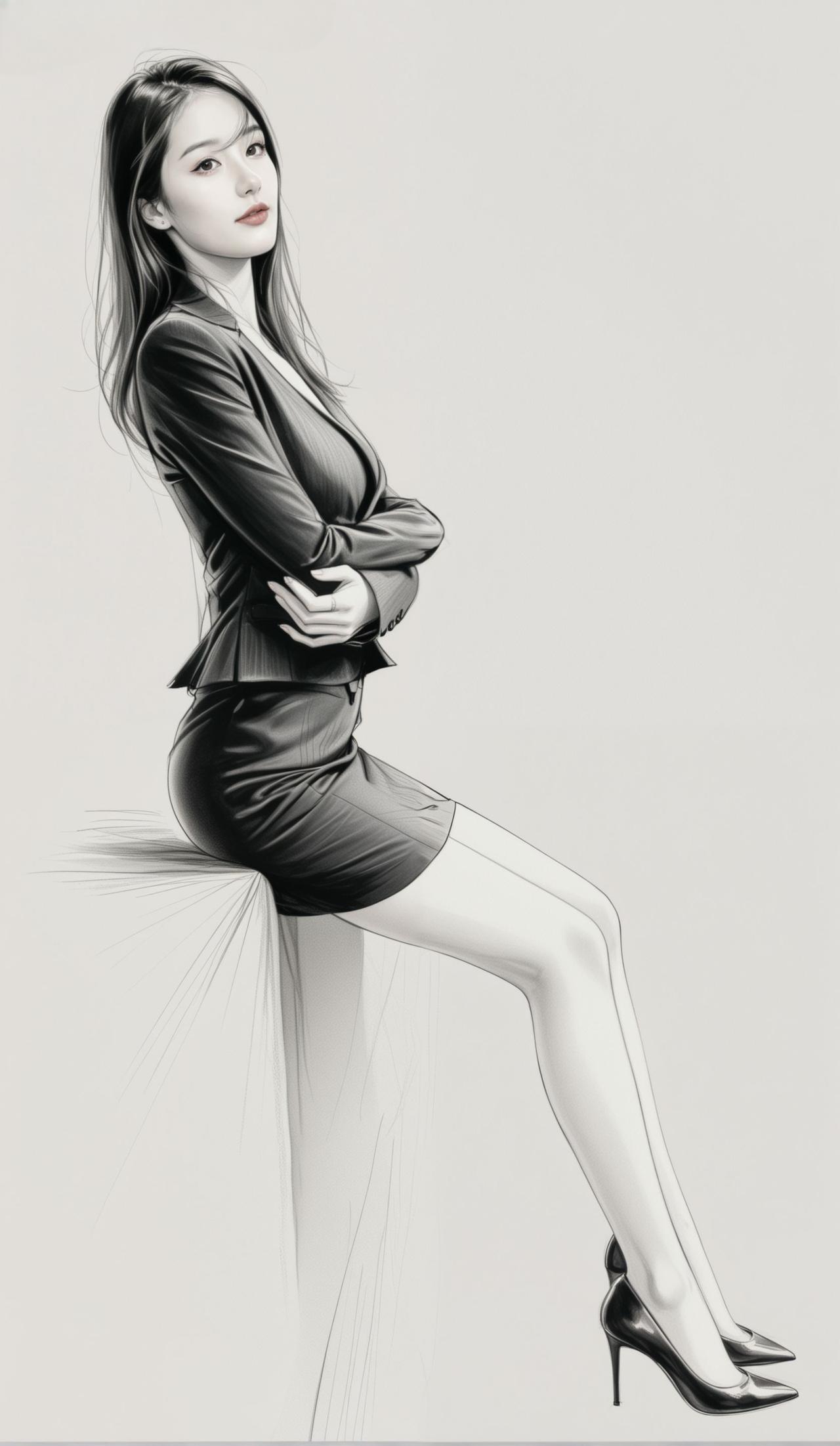 优雅黑裙，自信姿态，都市女性魅力！