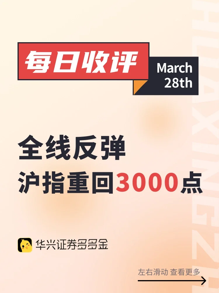 今日收评｜全线反弹，沪指重回3000点