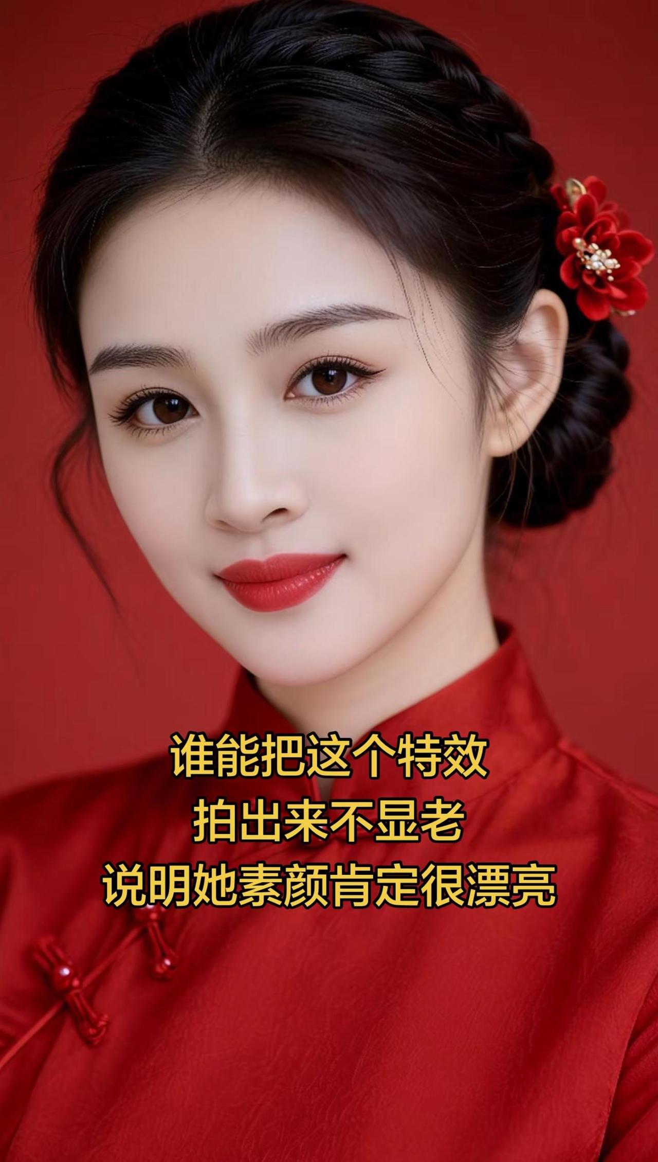 AI中式红装照 随变ai随便玩 红色旗袍妆造 旗袍美人 东方美