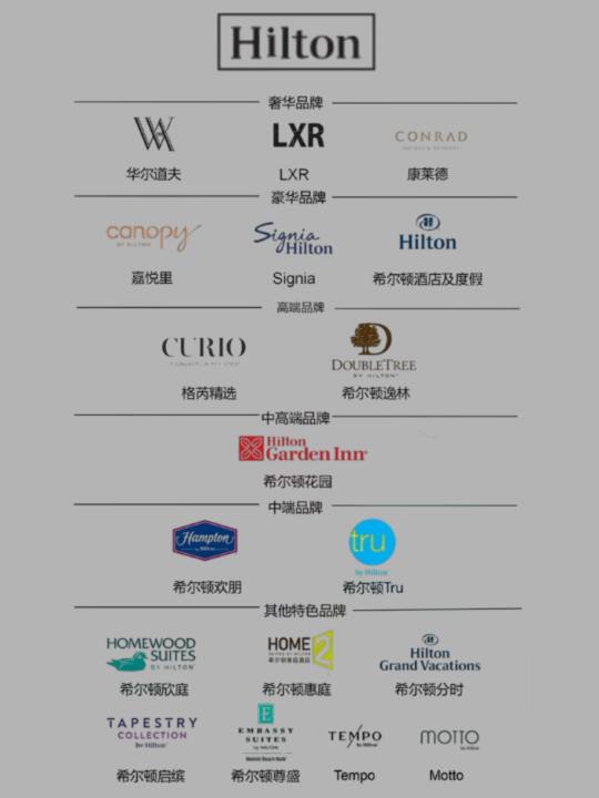 希尔顿酒店集团｜品牌细分只需1️⃣张图