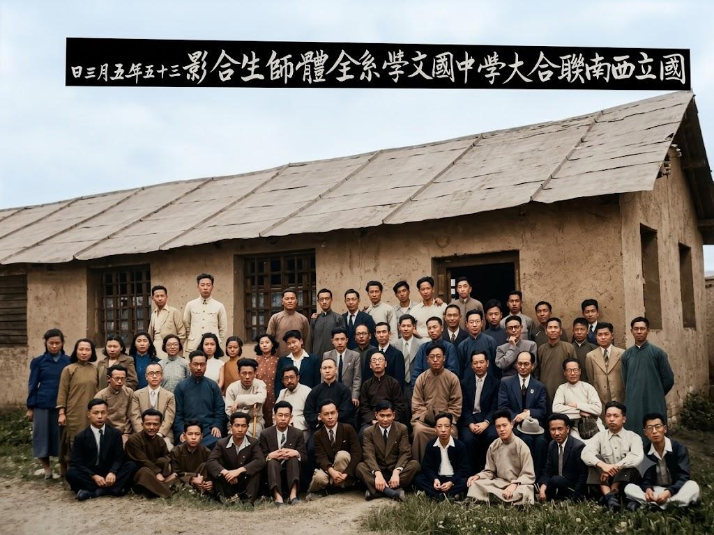 这张照片，拍摄于1946年5月3日（照片横幅上从右至左题写着“國立西南聯合大學中