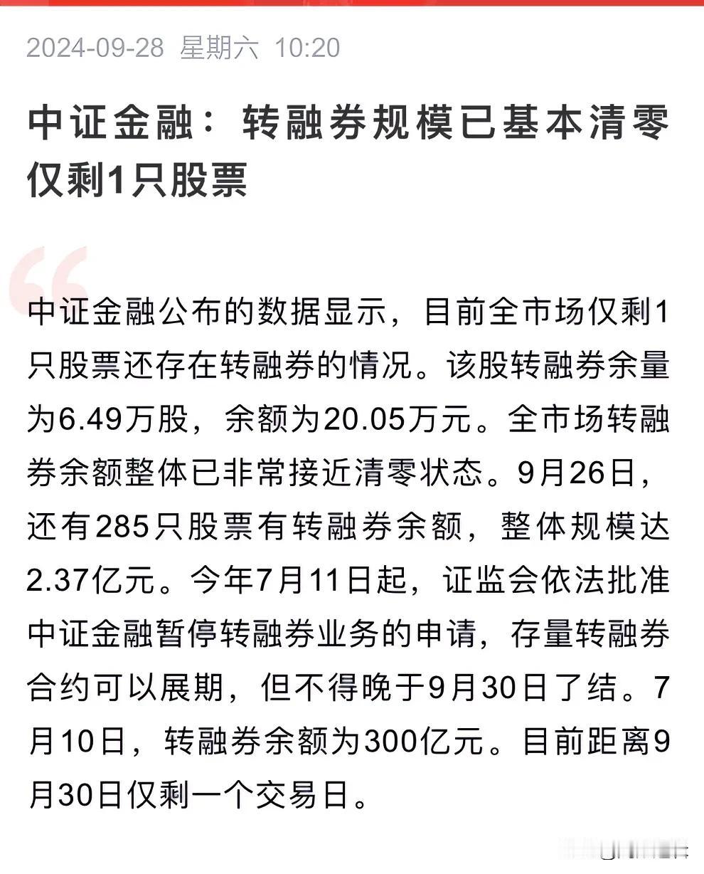 7月10号300亿的转融券余额，只剩下20万了
       中证金融公司最新数