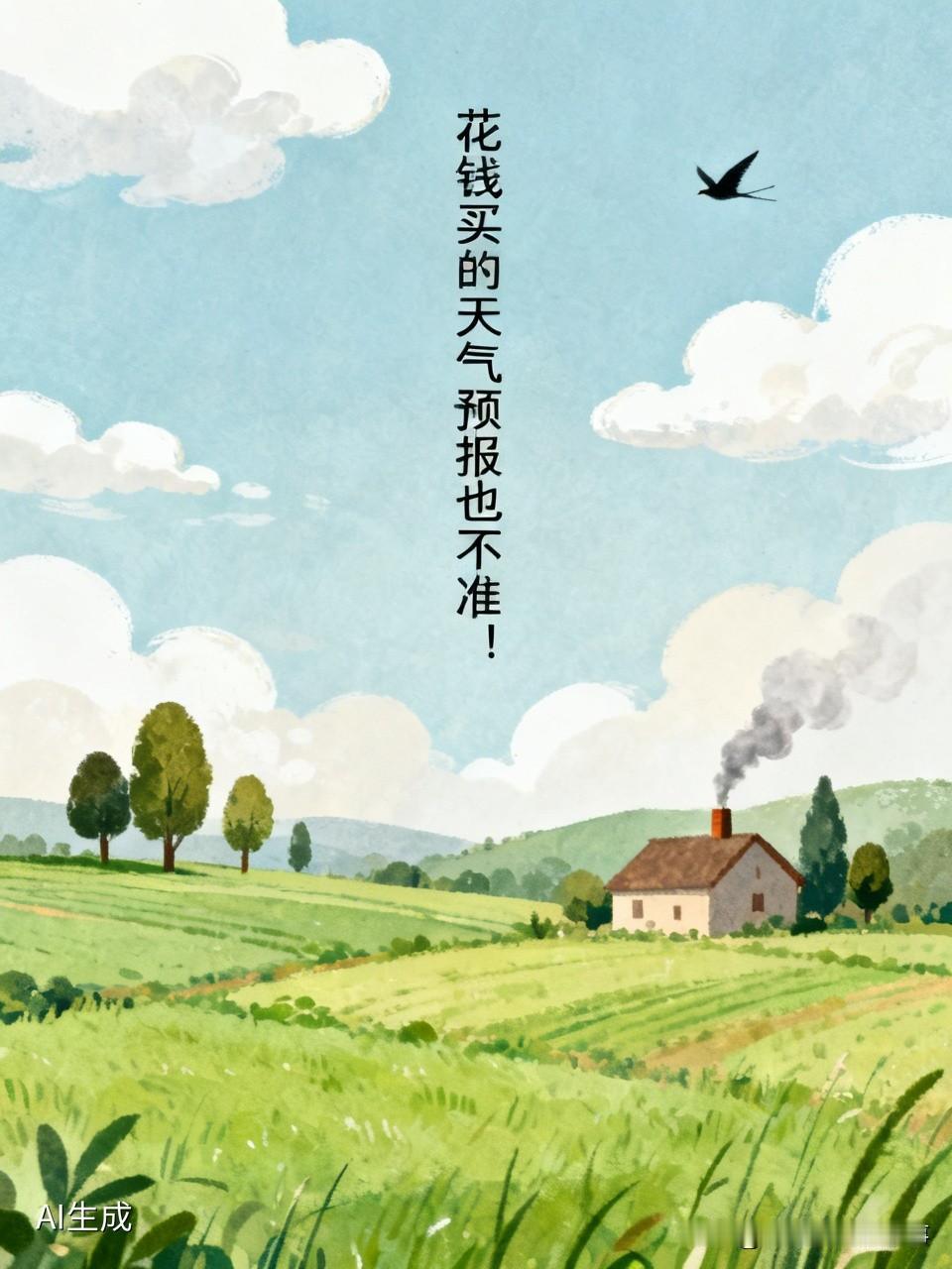 花钱买的天气预报也不准！
我村大哥做生意，天气预报对他特别重要。
因此他说他的天