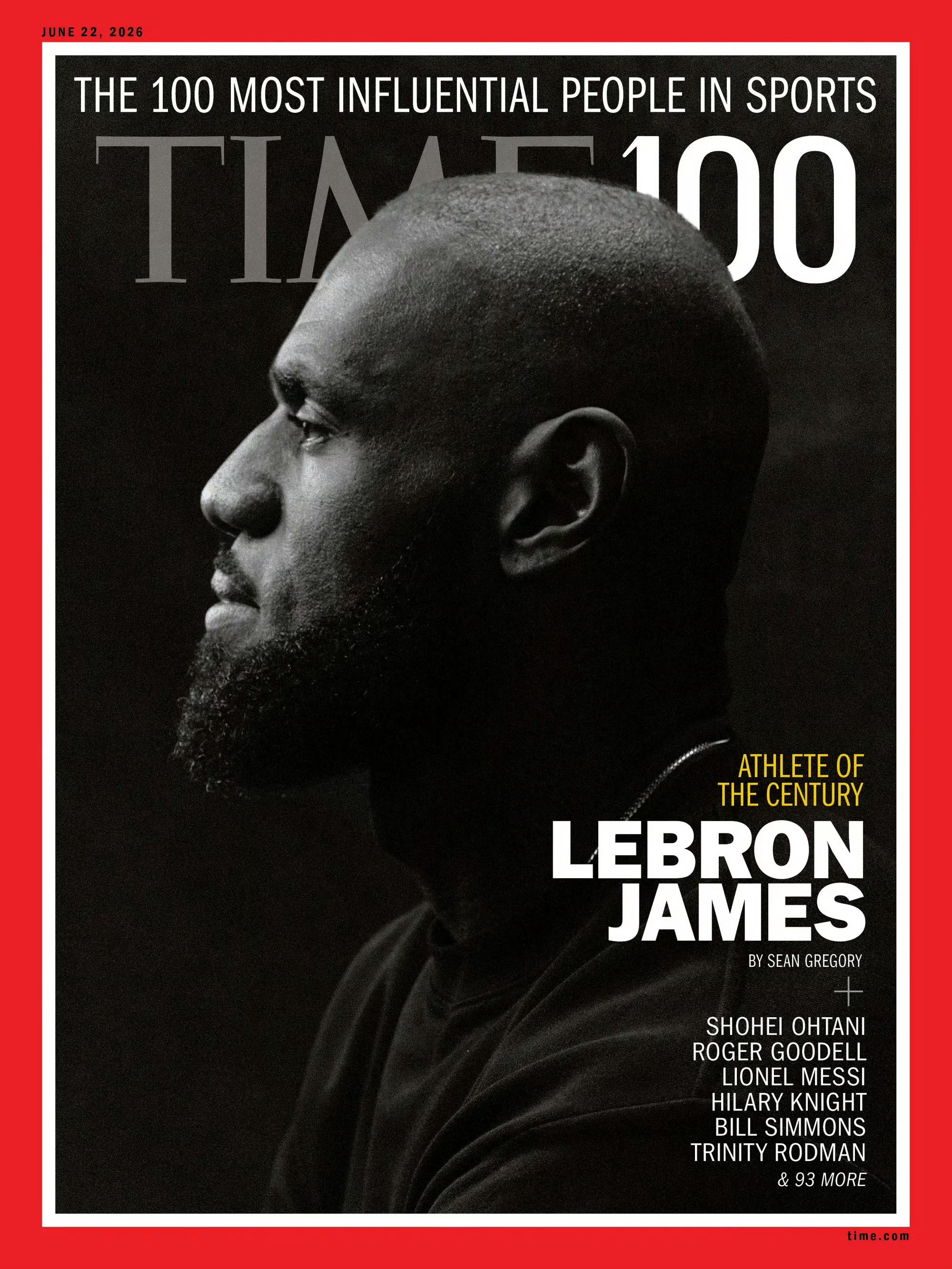 2026年《时代周刊》封面人物，勒布朗-詹姆斯。恭喜老詹。NBA