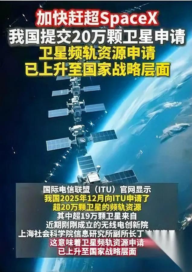 美国急了！中国刚干件大事

20万颗卫星申请刚提交

马斯克隔天就加塞7500颗
