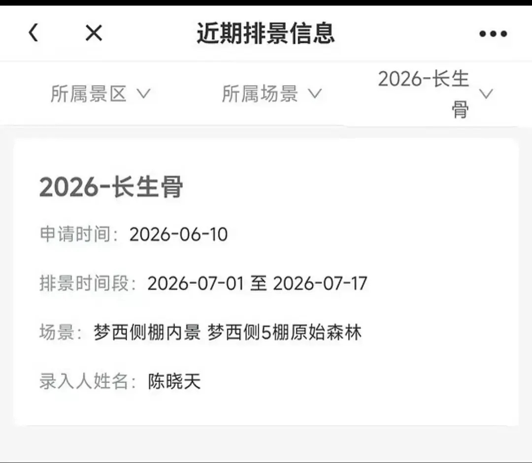 看到虞书欣的长生骨拍景表啦，估计要宣了吧！