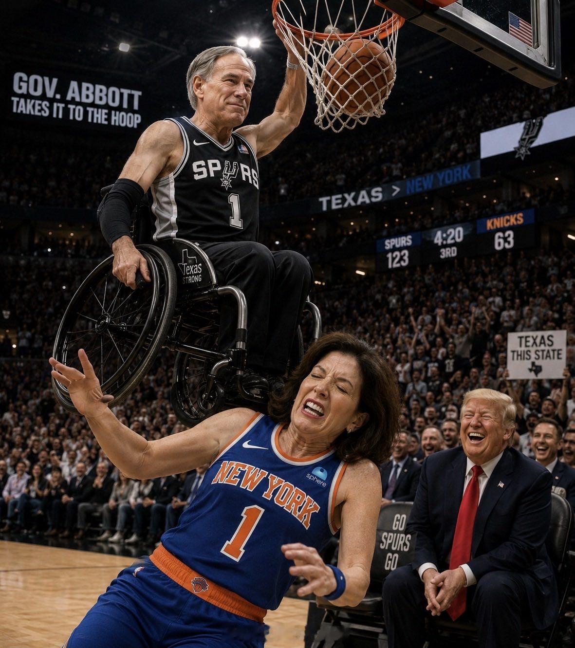 德州州长Greg Abbott发图。NBA季后赛NBA总决赛马刺淘汰雷霆马刺时隔