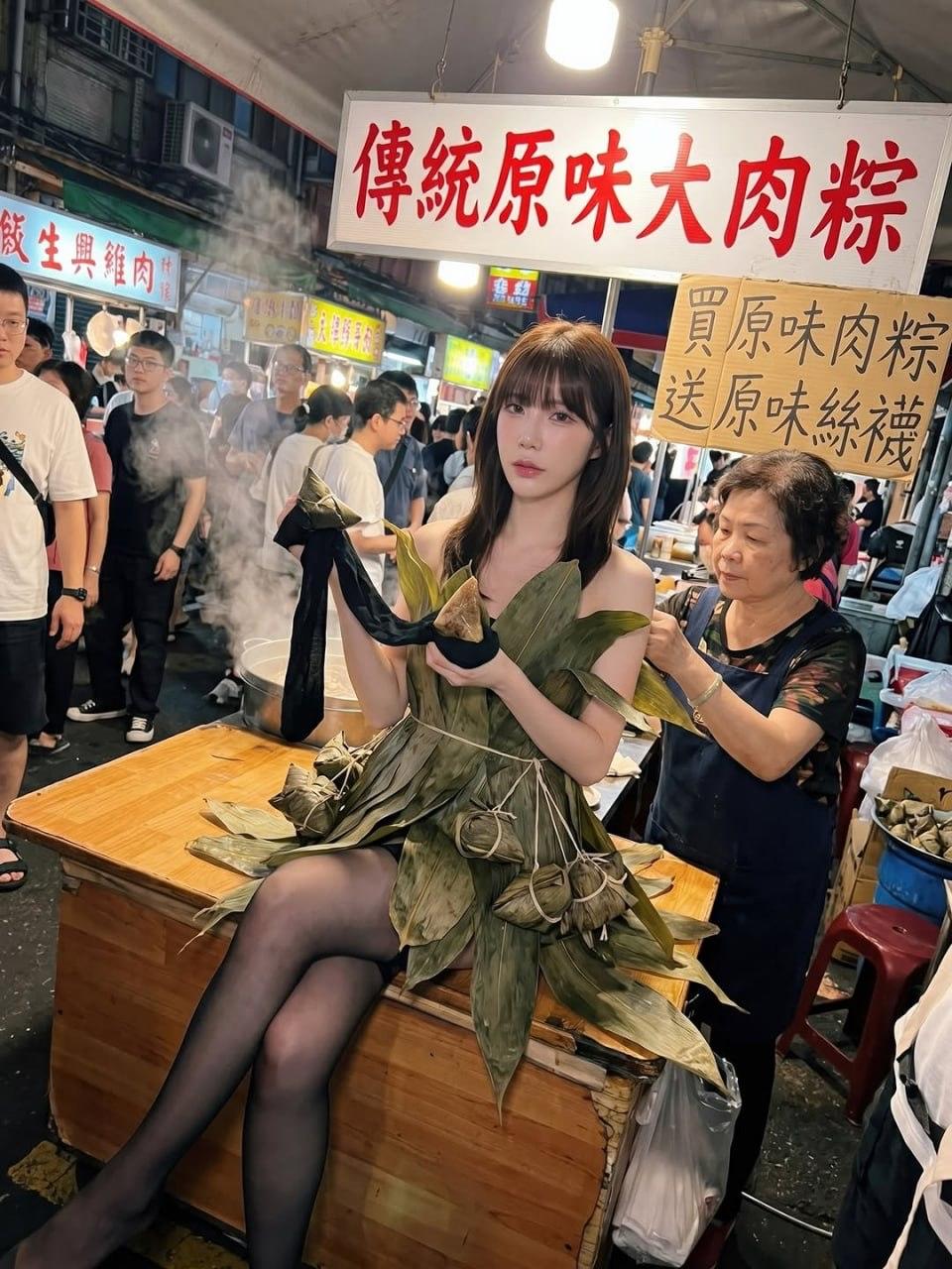 这肉粽看着就好吃啊