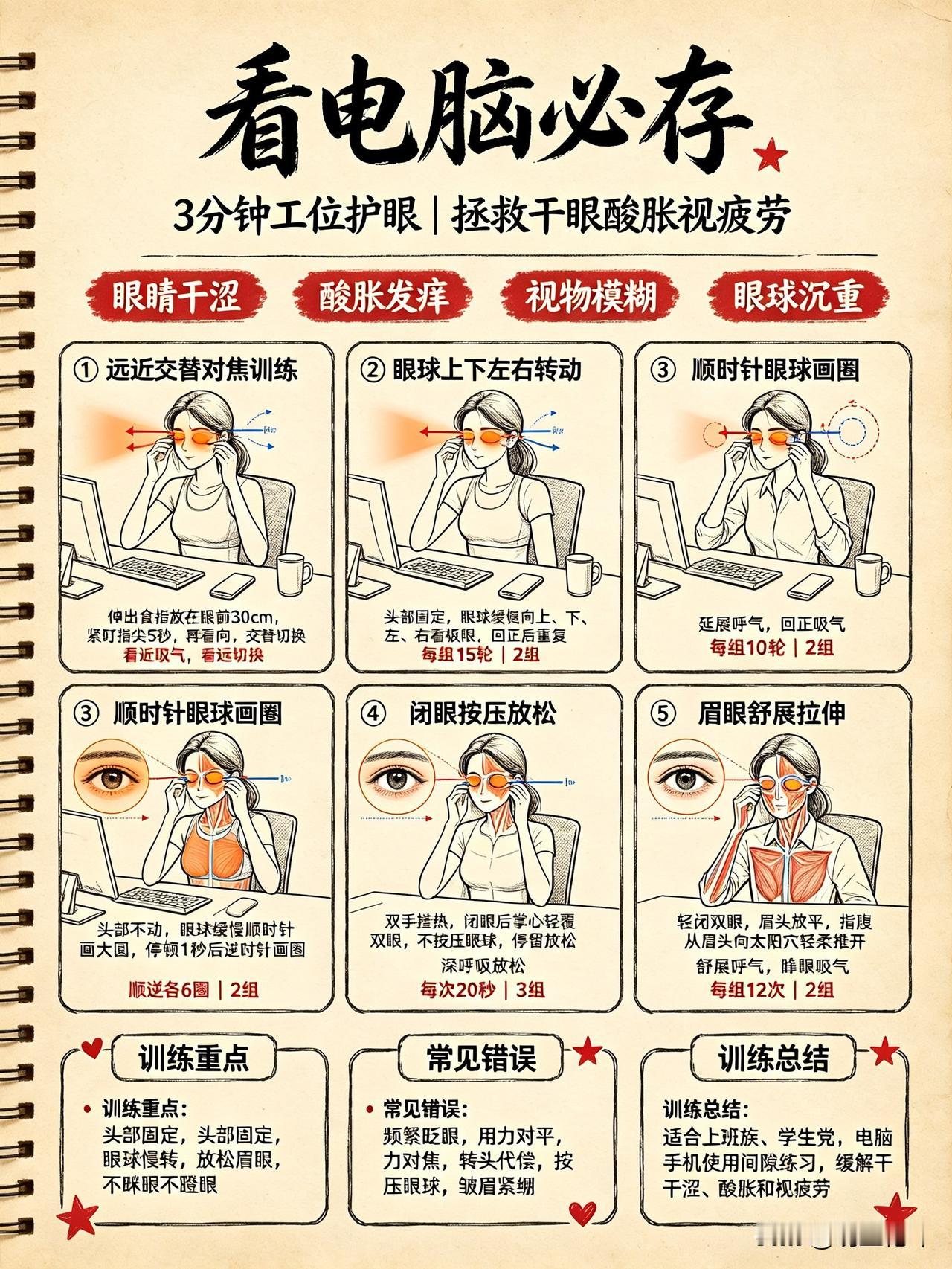 看电脑必存❗️3分钟工位护眼｜拯救干眼、酸胀、视疲劳

每天上班盯着电脑、手机不