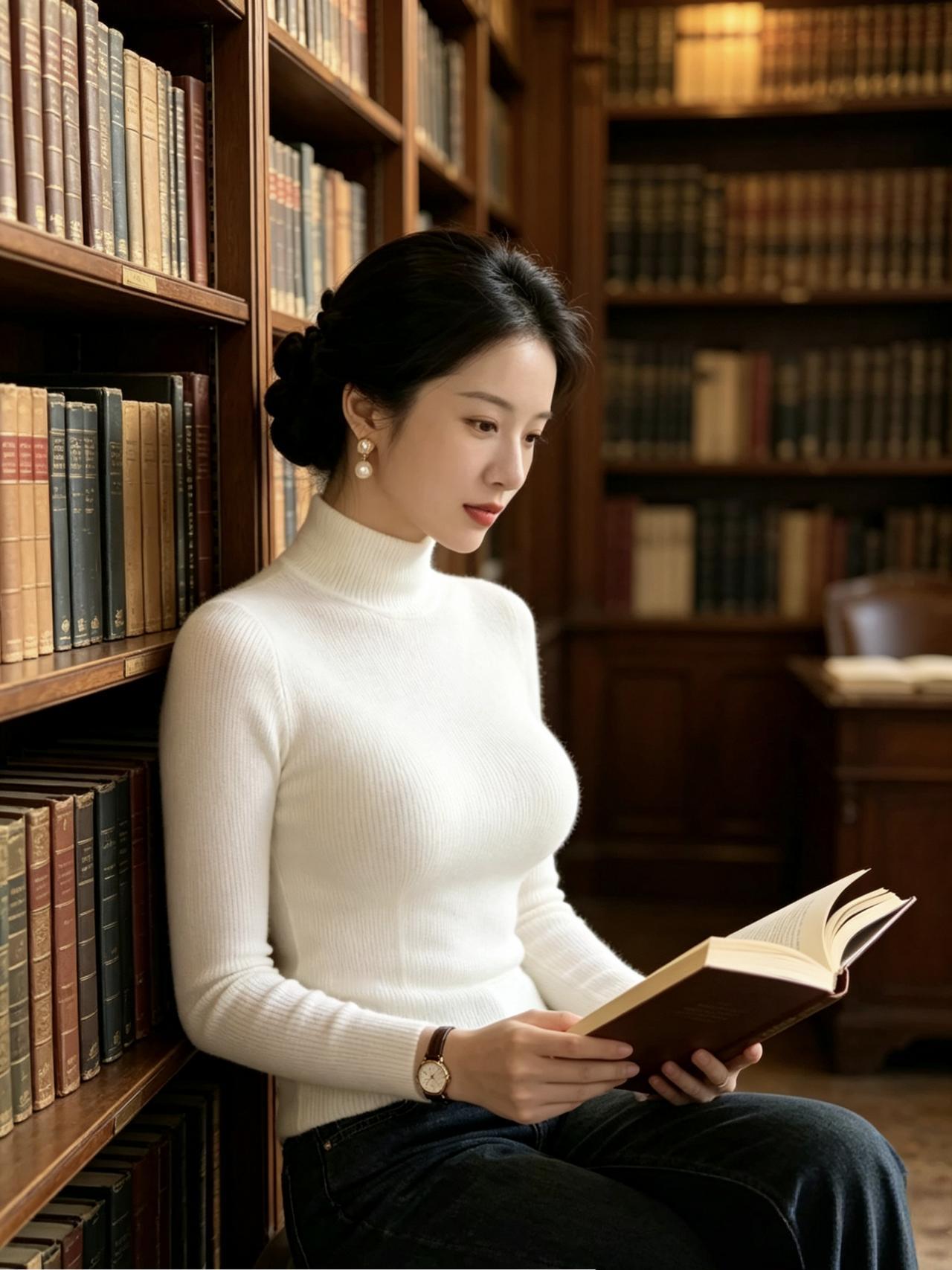 普通人每天读书,有什么意义呢? 在书香浸染的图书馆里，她静静地阅读，仿佛与世界隔