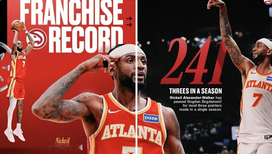 沃克达成老鹰队史单赛季三分王！！
我建议湖人休赛期用里夫斯去换沃克，让沃克和东契