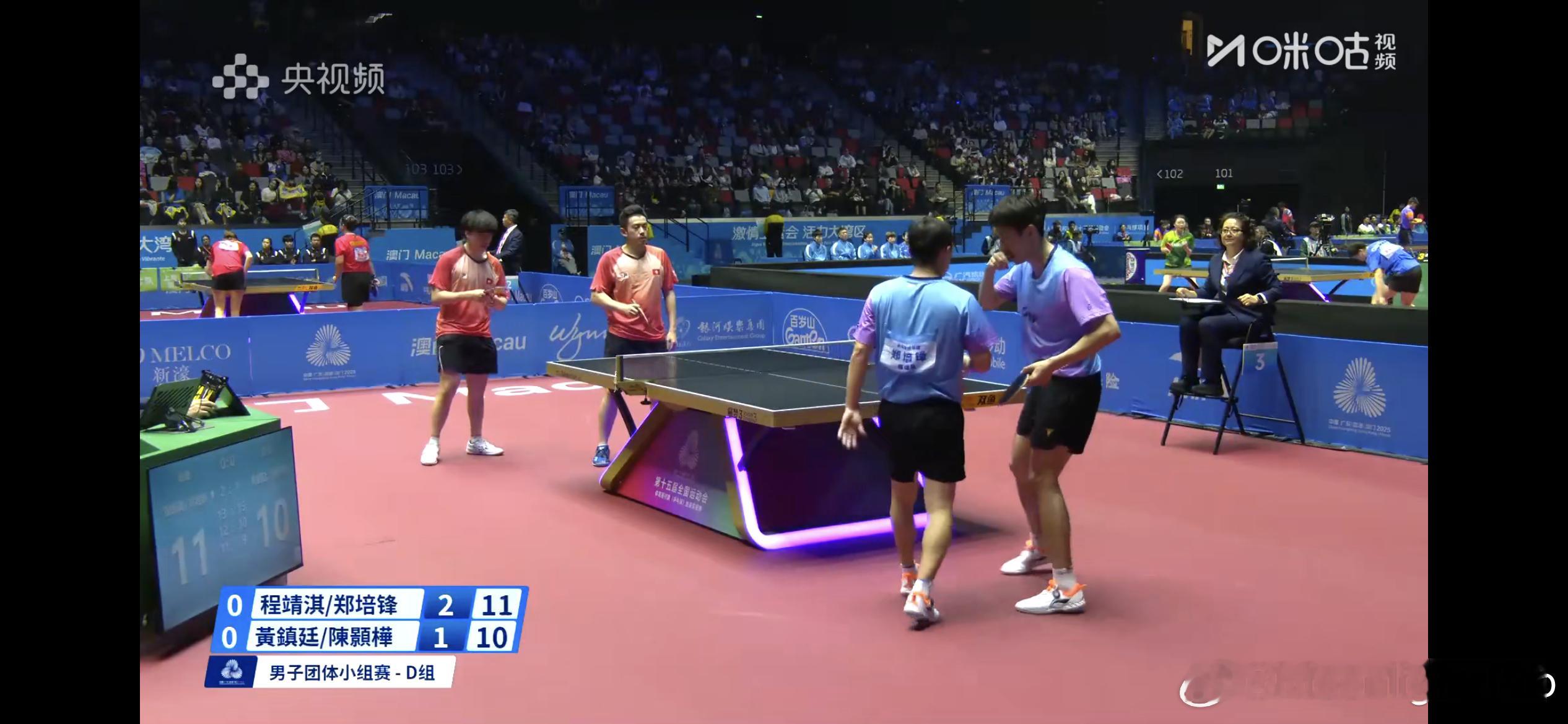 男子团体小组赛 - D组福建1-0香港程靖淇/郑培锋3比1黄镇廷/陈颢桦（13:
