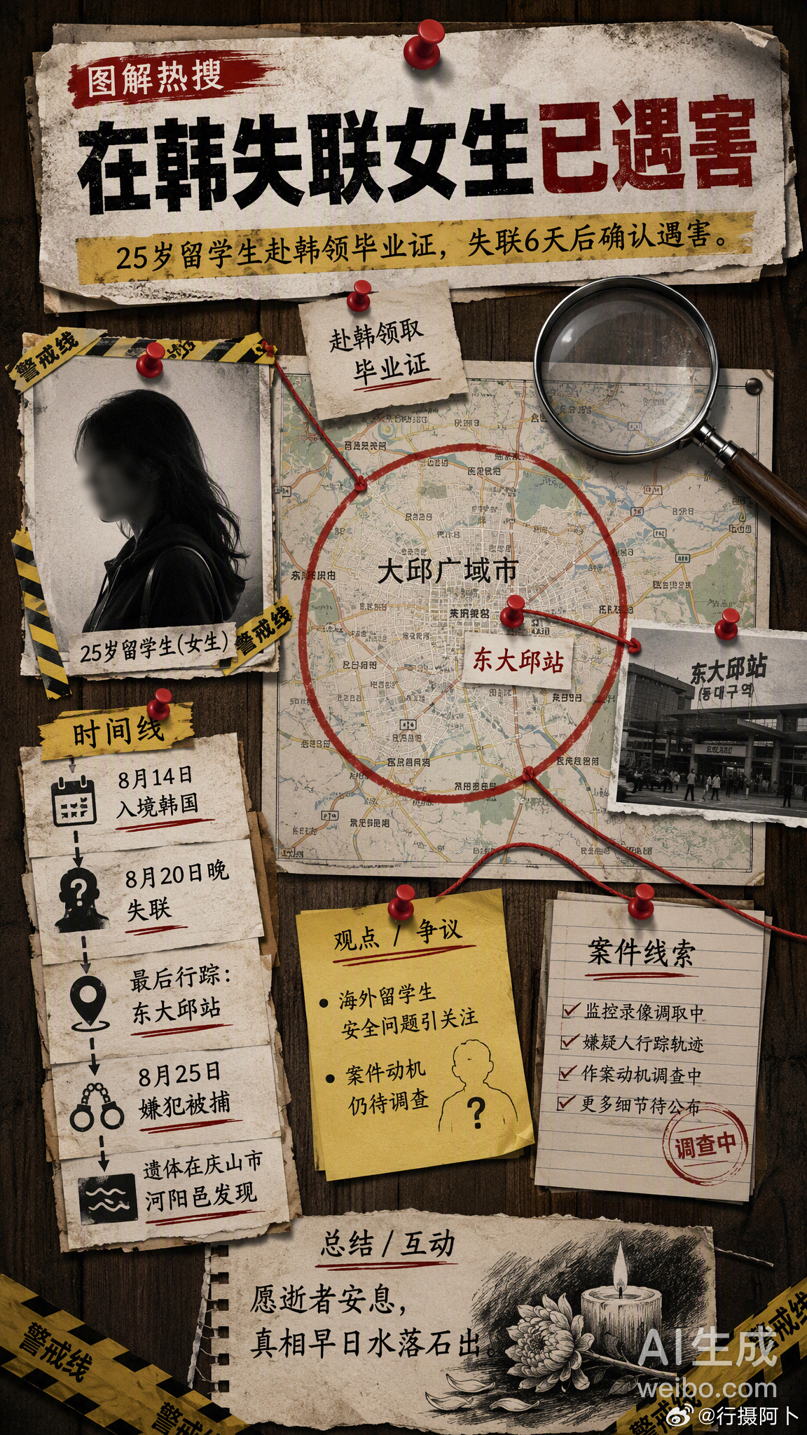 在韩失联女生已遇害 令人痛心的消息传来——25岁中国女留学生在韩国大邱失联6天后